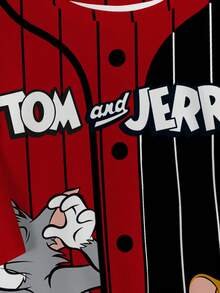 TOM & JERRY X SHEIN Plus Size Men's Cartoon Print Round Neck Short Sleeve T-Shirt - White - View 3