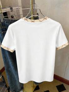 Tween Girls' Casual Minimalist Short Sleeve Round Neck T-Shirt, Classic Cool Bowknot Print, Suitable For Summer - Multicolor - View 3