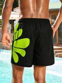 Manfinity VDAYZ Men's Drawstring Casual Loose Beach Shorts, Versatile For Daily Wear In Summer - Black - View 2