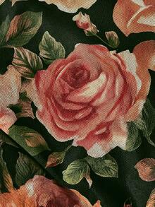 SHEIN MOD 大码复古70年代油画花卉印花褶皱连衣裙 – 修身鱼尾裙摆，适合约会、派对、舞会和节日，尽显迷人宫廷风情 - 綠色 - 查看 8