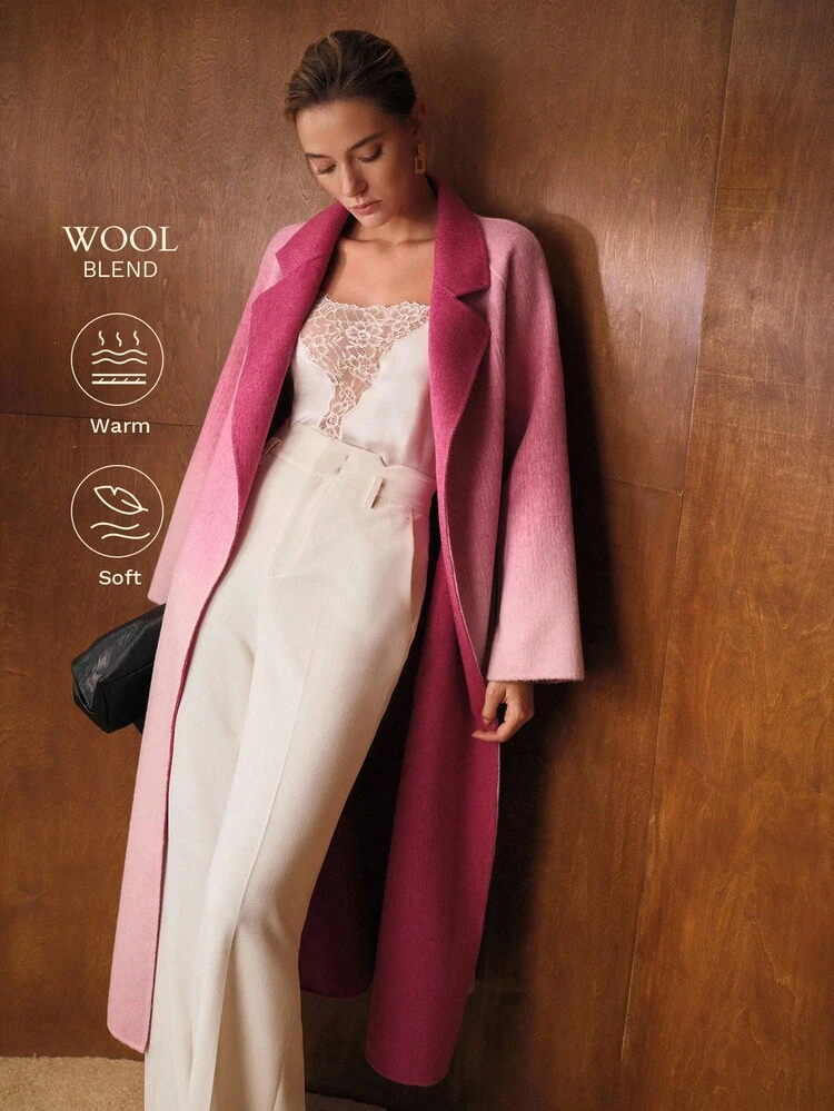 WOOL OMBRE BELTED OVERCOAT