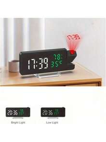 [LED Alarm Clock] LED Digital Projection Alarm Clock | Modern, Adjustable Brightness, 12/24H Format, Temperature, Date & Humidity Display, USB Powered For Bedroom, Home Office (Adapter/Battery Not Included) Room Decor Digital Clock Bedroom Decor Dormitory Decor Back To School School Decor School Surprise Home Decor School Supplies - multicolor - View 11
