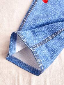 女宝宝可爱夏季度假休闲草莓格子图案吊带背心和松紧腰裤套装 - 紅色 - 查看 4