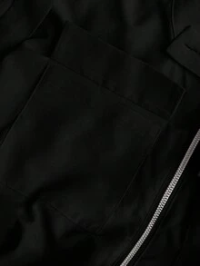 Maweii 女士夏季休闲通勤立领侧口袋收腰大码连体裤，适合日常通勤、聚会、派对、浪漫优雅的度假穿着 - 黑色 - 查看 7