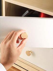 12PCS Golden Minimalist Round Drawer Handle Functional Modern Smooth Durable Rust Resistant Easy Install Versatile For Home Kitchen Bathroom Cabinet Cupboard Wardrobe Office Decor Hardware Accessories Drawer Pulls Upgrade Your Furniture - Multicolor - Gold - View 5