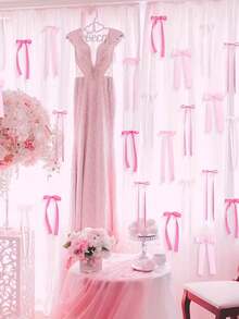 24 Stücke rosa Schleifen Wanddekoration, DIY Schleifenhintergrund, Schleifen-Kranz zum Aufhängen, romantische Raumdekoration für Valentinstag, Geburtstag, Junggesellenabschied, Hochzeit, Schlafzimmer, Heimdekoration, Valentinstag Geschenk, Partyhintergrund - Mehrfarbig - Übersicht 10