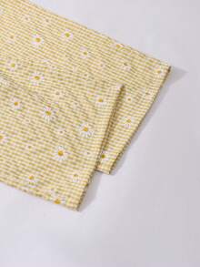 Sparklyn Tween Girl Plaid & Floral Print V-Neck Sleeveless Top And Pants 2-Piece Set - Yellow - View 8