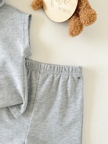 Baby Boy Cute Korean Style Bear Embossed Pattern Hoodie T-Shirt And Shorts Set - Beige - View 6