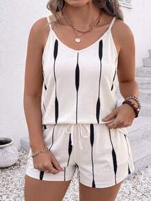 Ladies' Hot Selling And Popular Striped Leisure Vacation Two Pieces Set - Multicolor - View 3