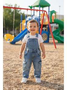 Children's Overol Chests Included - Medium Wash - View 2
