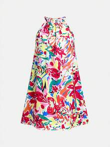 Tween Girls' Floral Print Sleeveless Casual Vacation Dress,Kids,Mothers Day Outfit,Graduation,Mommy And Me Matching Outfits - Multicolor - View 5