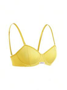 Chillnights Set de 2 sujetadores para mujer con aros, copa media, elevación y recogida, minimalista, cómodo, con alta elasticidad y alto soporte - Amarillo - Ver 10