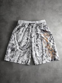 PAVTROS Quần short nam phong cách đường phố, in họa tiết rằn ri, thêu họa tiết, thích hợp mặc hàng ngày, quà tặng cho bạn trai/chồng, quà kỷ niệm. - Nhiều màu - Xem 2