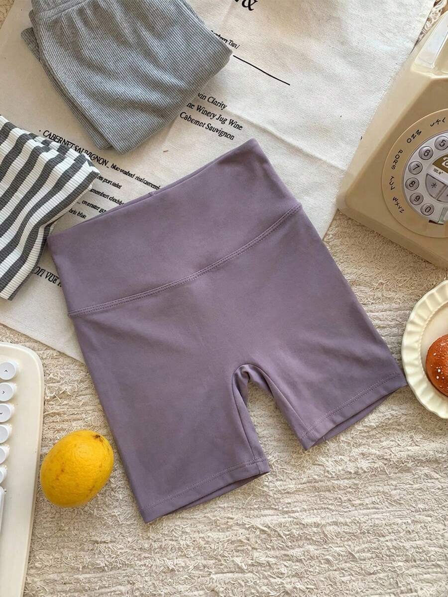 Dazy Kids Young Girl Solid Color Casual Skinny Shorts Summer - Purple - View 1
