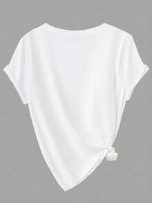 Calvaya Kaos Lengan Pendek Kasual Leher Bulat Ukuran Besar Warna Polos + Motif Polkadot, Musim Panas - MultiWarna - View 5