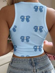 Mulvari Top de tirantes ajustado de cuello redondo minimalista casual, adecuado para el verano - Multicolor - Ver 5