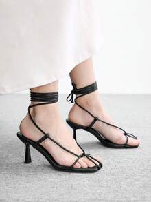 CUCCOO BIZCHIC 时尚简约方头性感打底裤女凉鞋 - 黑色 - 查看 8