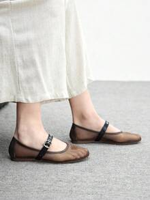 CUCCOO BIZCHIC 简约大方时尚百搭休闲步行通勤女式平底鞋 - 咖啡棕 - 查看 3
