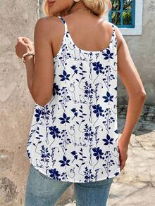 SHEIN Clasi Áo tank top nữ dáng rộng, thoải mái, họa tiết hoa nhí, thích hợp cho kỳ nghỉ. - Nhiều màu - Xem 2