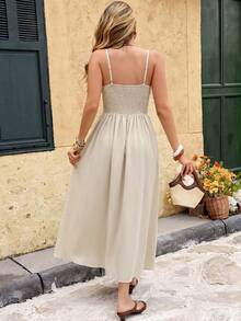 A Long, Elegant Summer Halter Dress For Women - Apricot - View 2