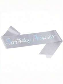 Sparkling Birthday Princess Crown With Sash – Silvery Rhinestone Tiara & Sash Set, Women's Party Decoration - View 7