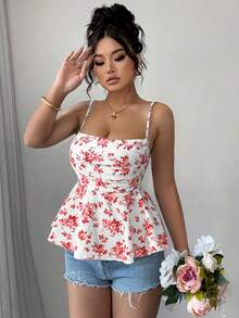 Elenzga Large-Sized Woven Casual And Sexy Summer Halter Tops And Vests For Vacation - Red - View 4