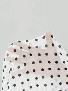 SHEIN Black And White Polka Dot Asymmetrical Ruffle Hem Spaghetti Strap Midi Dress For Women, Summer Slimming Bowknot Midi Dress, Suitable For Vacation, Date, Girlfriend Gathering, Afternoon Tea, French Romantic - Black and White - View 7