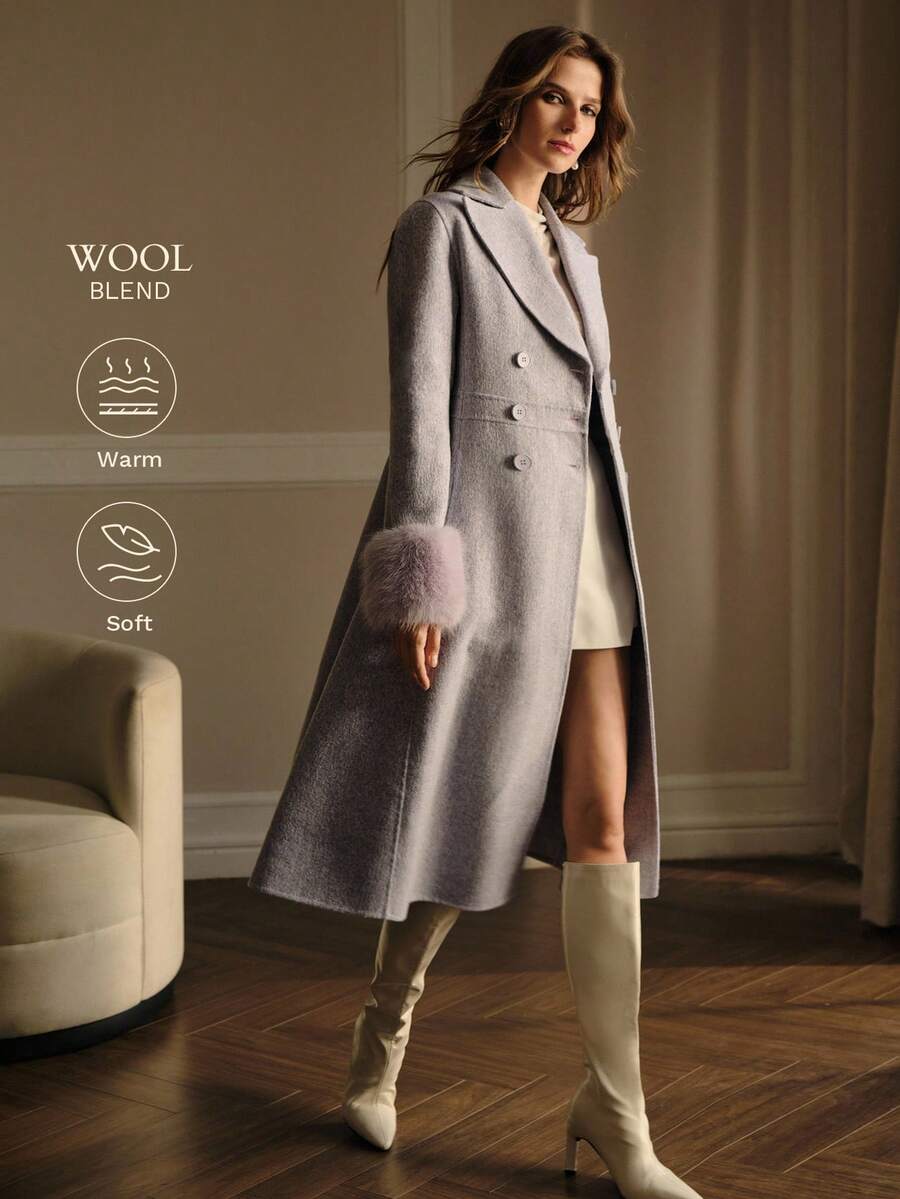 MOTF PREMIUM WOOL DOUBLE BREASTED OVERCOAT - Mauve Purple - View 2