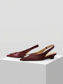 MOTF PREMIUM WOMEN'S ELEGANT DAILY SLINGBACK COMMUTE METAL DECOR WEDGE LOAFERS FOR CHRISTMAS - Redwood - View 10