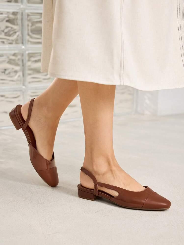WOMEN'S SHOES NEW FRENCH RETRO BROWN SIDE SPACE SPLICING CLOSED TOE SQUARE HEEL FASHION TEMPERAMENT CELEBRITY SHOES COMFORTABLE AND NOT TIRED FEET VERSATILE AGE REDUCTION ELEGANT STYLE WOMEN'S SHOES