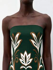 CAJUNI Vestido midi elegante de vacaciones con diseño de caballito de mar - Verde Oscuro - Ver 5