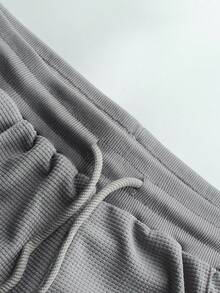 Manfinity Homme Conjunto de camisa polo y pantalones cortos de unicolor para hombre, casual y minimalista para uso diario - Gris Claro - Ver 8