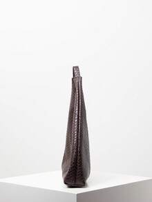 Bolso de hombro trenzado vintage, bolso de gran capacidad, bolso de mano de piel de PU suave, bolso de viaje diario, cartera minimalista y versátil para dama (patrón aleatorio), bolso con inspiración retro para mujer - Café integral - Ver 5