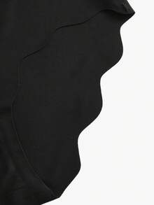 Bisouelle 5 chiếc quần lót bikini viền gợn sóng bằng lụa băng thoáng khí liền mạch cho nữ, màu đen - màu đen - Xem 5