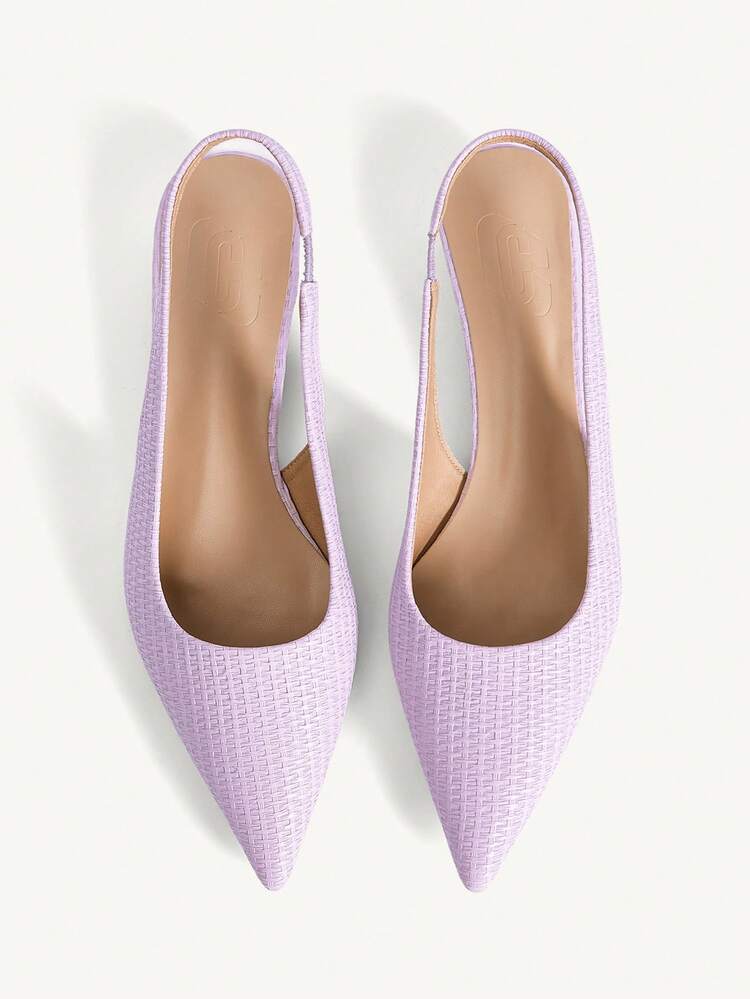 CUCCOO CHICEST Women Shoes Spring And Summer New Woven Texture Simple Belt Decoration Pointed Toe Flat Bottom Flat Heel Minimalist Commuting Style Temperament Beige Imitation Leather Fabric Women Low Vamp Shoes Slingback Shoes Daily Travel Commuting Office Shopping Dating Afternoon Tea Girlfriends Party Wear