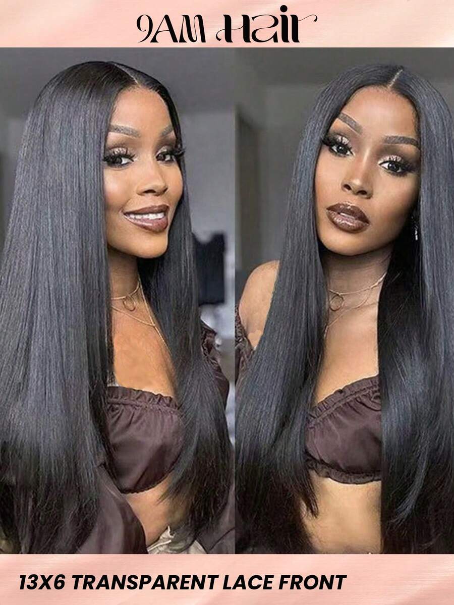 13x6 Lace Front Wigs Straight Unprocessed Brazilian Virgin Glueless Human Hair Wigs For Women Straight Full Lace Frontal Closure Wig Human Hair Pre Plucked Hairline Natural Color