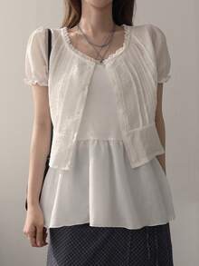 DAZY Áo camisole nữ màu trơn dáng ôm xòe nhẹ, thích hợp cho kỳ nghỉ hè. - trắng - Xem 3