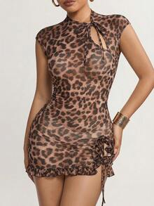 SHEIN ICON 女士豹纹迷你连衣裙 - 彩色 - 查看 8