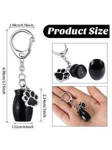 A Pet Urn Keychain, Suitable For Dog Ashes, Made Of Stainless Steel, Compact And Portable, Available In 4 Colors, A Commemorative Accessory For Pet Cremation, Featuring A Paw Print Pendant - Multicolor - View 3