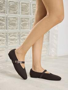MOTF PREMIUM WOMEN COFFEE FARBIC BUCKLE MARY JANE FLAT SHOES FOR CHRISTMAS FOR DAILY WEAR COMFORTABLE - coffee color - View 8