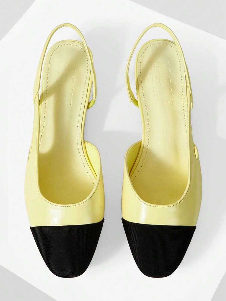 WOMEN'S SHOES NEW FRENCH YELLOW SIDE SPACE SPLICING CLOSED TOE SQUARE HEEL FASHION TEMPERAMENT CELEBRITY SHOES COMFORTABLE AND NOT TIRED FEET VERSATILE AGE REDUCTION ELEGANT STYLE WOMEN'S SHOES