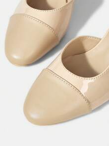 MOTF NEW EUROPEAN AND AMERICAN FASHION SPLICING HIGH-HEELED ROUND TOE SLIP-ON WOMEN'S SHOES, COMFORTABLE, CASUAL, SIMPLE, SEXY AND ELEGANT HIGH HEELS - Light apricot - View 4