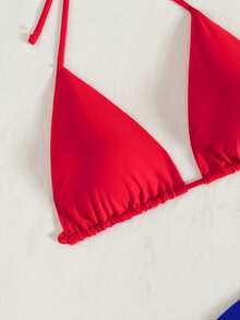 Swim Mod Bộ 2 áo bikini nữ tối giản, màu trơn, không lưng, buộc dây phía trước, thích hợp cho bãi biển và kỳ nghỉ. - Nhiều màu - Xem 4