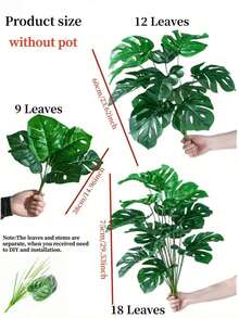 1 pieza Árbol artificial de bambú de ratán de 38CM, 60CM, 75CM con hojas de palma de plástico verde para decoración del hogar, jardín, cocina, oficina, boda, fiesta, interior y exterior, regalo - Verde - Ver 11
