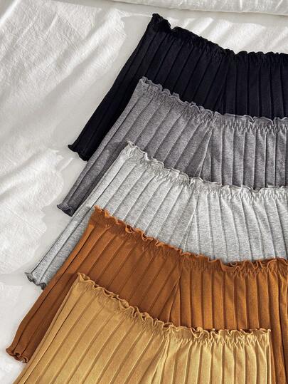 PetitDoll 5件套女士纯色荷叶边腰带罗纹三角裤