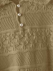 GlowEve New Arrival European And American Fashion Khaki Knit Sweater Top Office Summer Elegant - Khaki - View 3