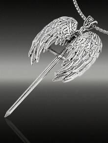 A Hot-Selling Fashion Retro Gothic Style Wing Shape Pendant Necklace - Substitute Platinum - View 4