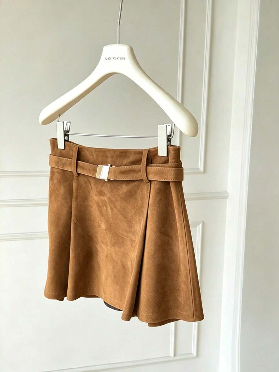 GlowEve Women's Solid Color Versatile A-Line Skirt, Autumn/Winter - Khaki - View 1
