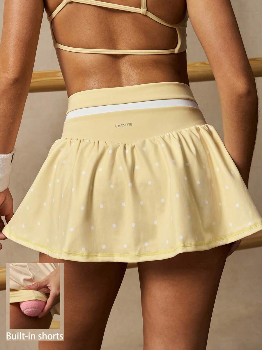 VARSIVA Color Block Summer Polka Dot Print Sports Skirt