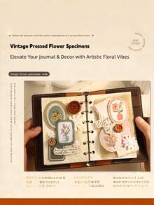 Joivida 3Pcs/6Pcs Vintage Floral Journal Sticker Set, Matte Paper With Retro Flower & Vase Pattern, For Scrapbooking, Journal Decoration And DIY Crafts, Ideal For Notebook, Diary And Art Projects - multicolor - View 11
